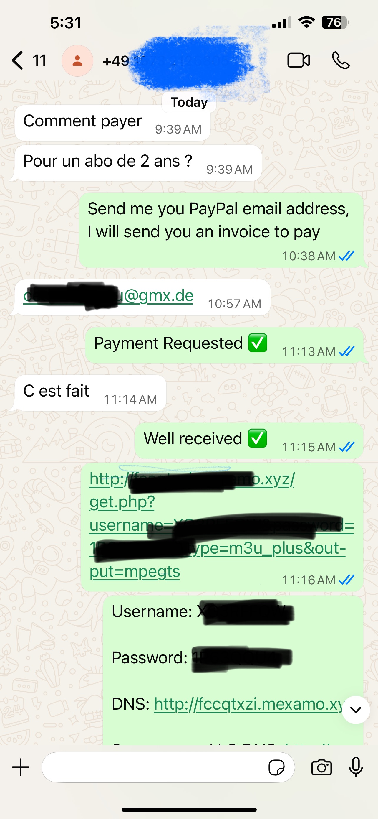 WhatsApp customer testimonial